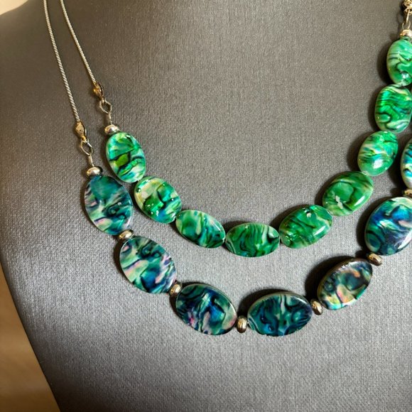 Teal Green Stone‎ And Faceted Beaded Fashion Necklace - Picture 4 of 7